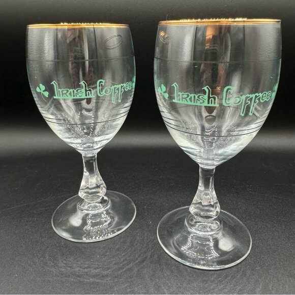Irish Coffee Gold Rim Glasses Made In France Set of 2 - Picture 1 of 14